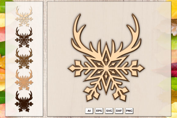 3D SVG Christmas Horns Snowflake for Blog Graphics
