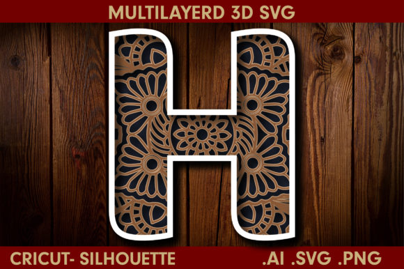 3D SVG Letter H for Shadow Boxes & Branding