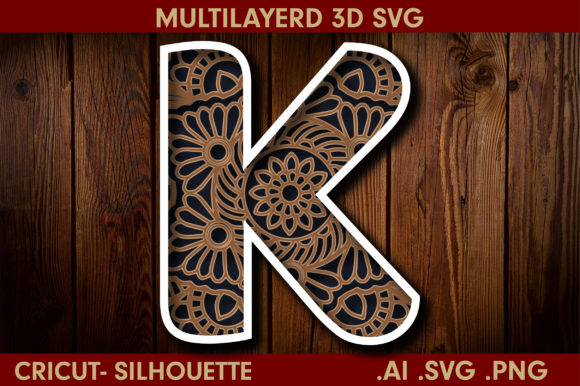 3D SVG Letter K for Shadow Boxes & Branding