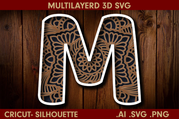 3D SVG M Mandala for Shadow Boxes & Etsy Sales
