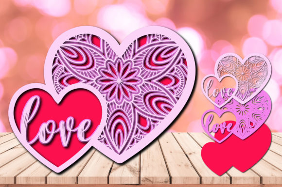 3D SVG Shapes for Valentine's Day Love with Text