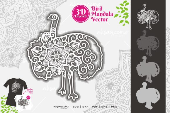 Bird Mandala 10: A 3D SVG Gem for Shadow Boxes