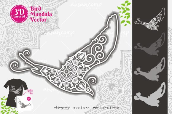Bird Mandala 5: A 3D SVG Gem for Shadow Boxes