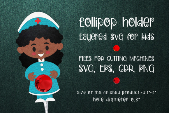 Black Woman Nurse Lollipop Holder: 3D SVG Shapes