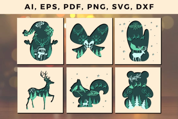 Layer Christmas Shadow Box Bundle SVG: 3D SVG for Shadow Boxes