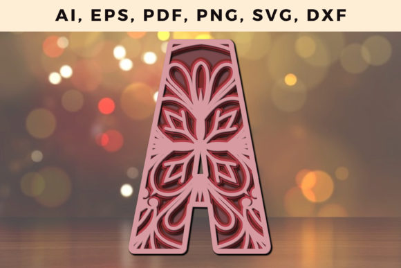 Layered A Letter 3D SVG for Unique Shapes