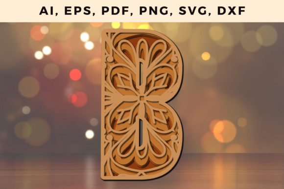 Layered Alphabet B 3D SVG Shapes for Blogs