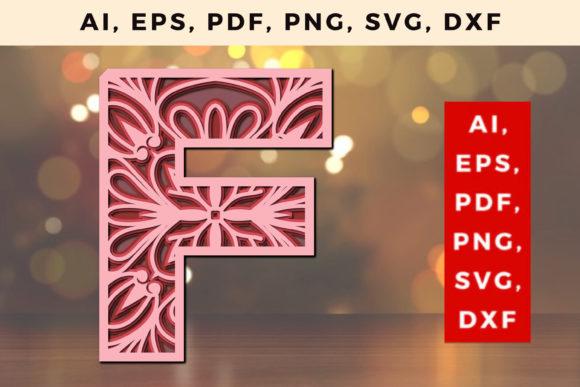 Layered F Letter Mandala SVG: A 3D SVG for Shapes