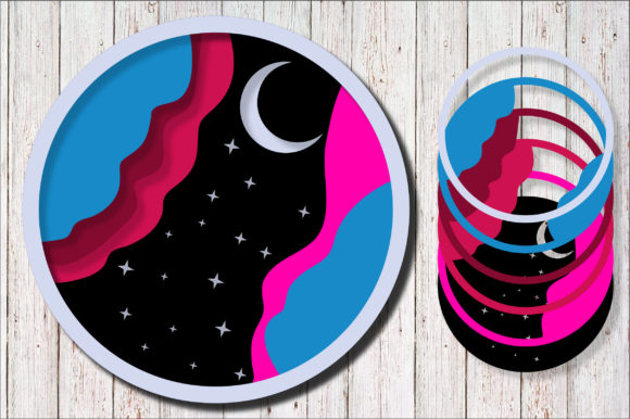 Moon with Star Multilayer 3D: A Review for Shadow Boxes