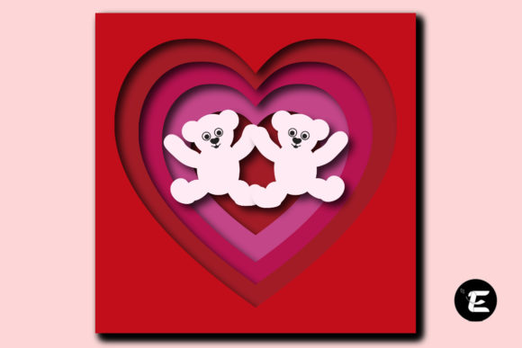 Pair of Bears Love: 3D SVG for Shadow Boxes & Branding