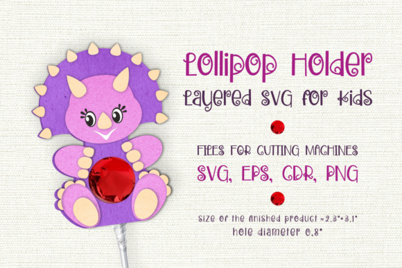 Triceratops Lollipop Holder: 3D SVG Shapes for Kids